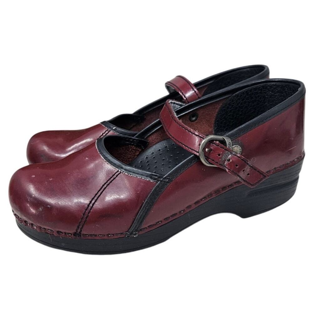 Dansko 38 Red Leather Clog Mary Jane Whimsygoth Grunge Casual Chunky Gorpcore